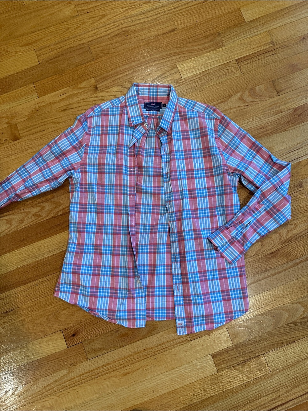 Vineyard Vines Red and Blue Plaid Button-Down Shirt